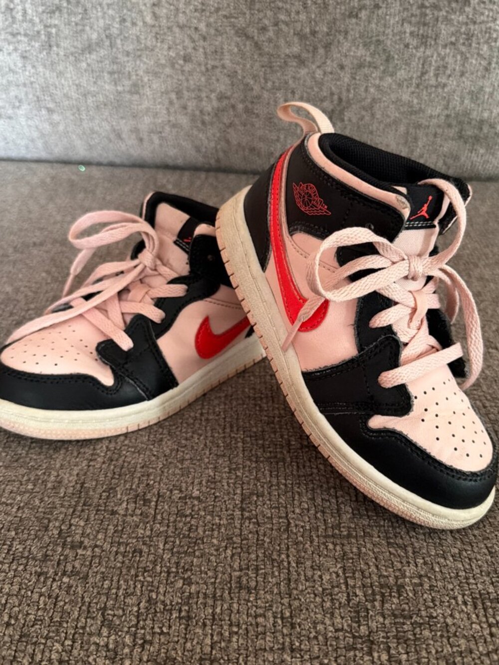 Nike- Air Jordan 1 Mid- Pink/Black/White-Kids Size 10C